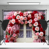 Rosa Rot Rose Kranz Wand Tür Fotografie Hintergrund