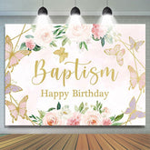 Rosa Rose Schmetterling Geburtstag Foto Hintergrund für Mädchen