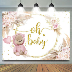Rosa Rose Gold Oh Baby Tragen Blumen Babydusche Hintergrund