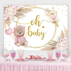 Rosa Rose Gold Oh Baby Tragen Blumen Babydusche Hintergrund
