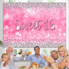 Rosa Silber Diamant funkeln Hintergrund zum 16. Geburtstag