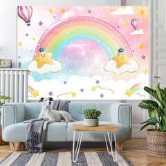 Rosa Himmel Mit Regenbogen Und Wolken Geburtstag Hintergrund