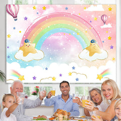 Rosa Himmel Mit Regenbogen Und Wolken Geburtstag Hintergrund