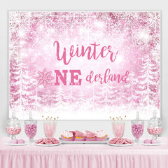 Rosa Schneeflocke Winter Eins Derland Hintergrund Für Mädchen