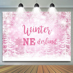 Rosa Schneeflocke Winter Eins Derland Hintergrund Für Mädchen