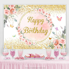 Rosa Schmerzend Und Gloden Glücklich Geburtstag Hintergrund Für Mädchen