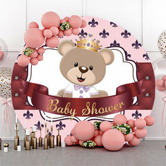 Rosa Teddy Tragen Mädchen Babydusche Runden Hintergrund