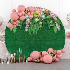 Rosa Weiß Blumen Und Grün Blätter Runden Hochzeit Hintergrund