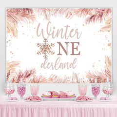 Rosa Winter Eins Derland Und Schneeflocke 1 Hintergrund