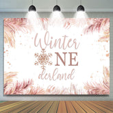 Rosa Winter Eins Derland Und Schneeflocke 1 Hintergrund