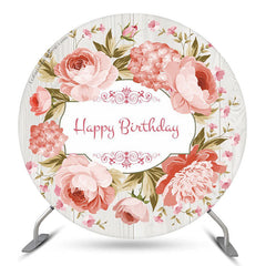 Rosa Kranz Weiß Holz Geburtstag Hintergrund Für Mädchen