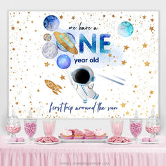 Planet Raumfahrer Gold funkeln Hintergrund zum 1. Geburtstag