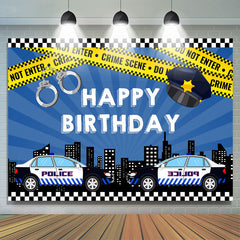 Polizei Auto Und Hoch Gebäude Jungen Geburtstag Hintergrund
