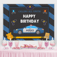 Polizei Auto Mit Blau Und Schwarz Glücklich Geburtstag Hintergrund