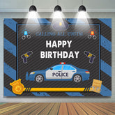 Polizei Auto Mit Blau Und Schwarz Glücklich Geburtstag Hintergrund