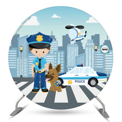 Polizist Hubschrauber Stadt Runden Geburtstag Hintergrund Bausatz