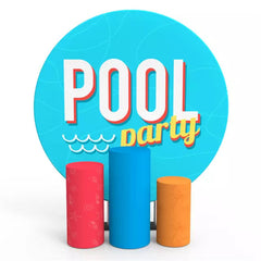 Schwimmbad Party Blau Einfach Runden Hintergrund Bausatz Für Kinder