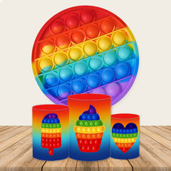 Pop Es Herz Eis Creme Geburtstag Runden Hintergrund