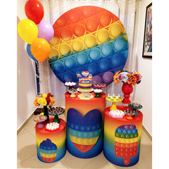 Pop Es Herz Eis Creme Geburtstag Runden Hintergrund