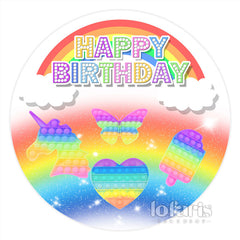 Pop Es Regenbogen Funkeln Glücklich Geburtstag Runden Hintergründe