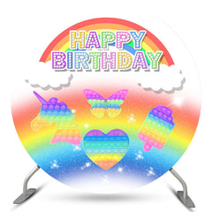 Pop Es Regenbogen Funkeln Glücklich Geburtstag Runden Hintergründe
