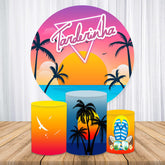 Hübsch Hawaii Strand Sonnenuntergang Party Runden Hintergrund Bausatz