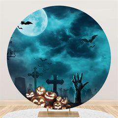 Kürbis Mond Schwarz Schläger Glücklich Halloween Runden Hintergrund