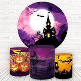 Pumpking Und Grusel Nacht Runden Halloween Hintergrund Bausatz