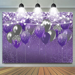 Lila Und Schwarz Bokeh Funkeln Luftballons Geburtstag Hintergrund