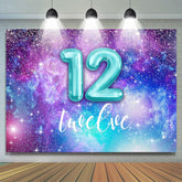 Lila Und Blau Sternenklar Universum 12 Geburtstag Hintergrund
