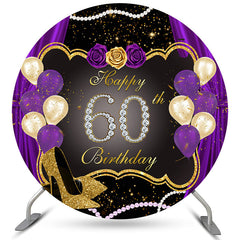 Lila Und Gold Funkeln Luftballons Runden Geburtstag Hintergrund