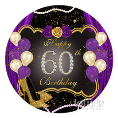 Lila Und Gold Funkeln Luftballons Runden Geburtstag Hintergrund