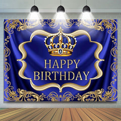 Blau Und Gold königlich Krone Geburtstag Hintergrund Design