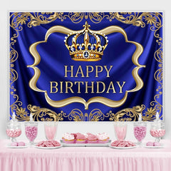 Blau Und Gold königlich Krone Geburtstag Hintergrund Design