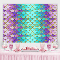 Lila Und Grün Waage Wenig Meerjungfrau Themenorientiert Hintergrund