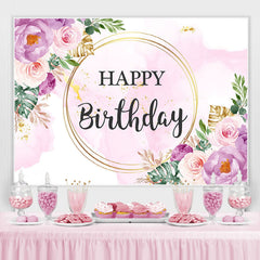 Lila Und Rosa Blumen Glücklich Geburtstag Hintergrund für Mädchen