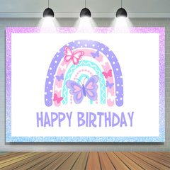 Lila Und Rosa Frühling Schmetterling Glücklich Geburtstag Hintergrund