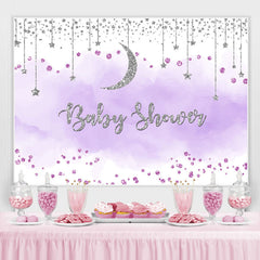 Lila Und Silber Funkeln Mond Baby Dusche Hintergrund