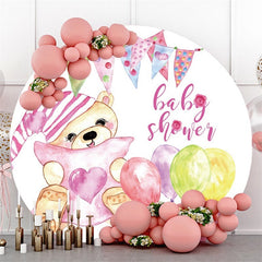 Lila Luftballons Mit Teddy Runden Baby Dusche Hintergrund