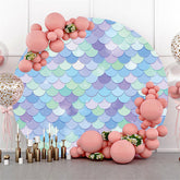 Lila Blau Meerjungfrau Runden Geburtstag Hintergrund Für Mädchen