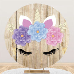 Lila Blau Rosa Einhorn Blumen Holz Geburtstag Hintergrund