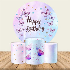 Lila Schmetterling Sterne Geburtstag Runden Hintergrund Bausatz