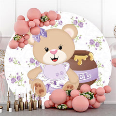 Lila Kreis Süß Teddy Tragen Baby Dusche Hintergrund
