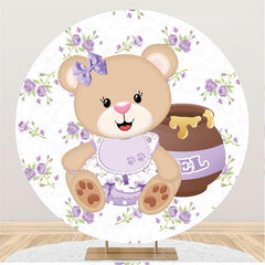 Lila Kreis Süß Teddy Tragen Baby Dusche Hintergrund