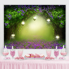 Lila Blumen Und Bäume Mit Dicht Baby Dusche Hintergrund