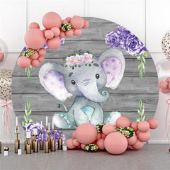 Lila Blumen Elefant Dunkel Grau Holz Geburtstag Backdorp