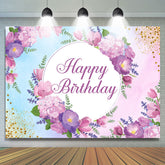 Lila Blumen Funkeln Glücklich Geburtstag Hintergrund Banner
