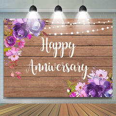 Lila Blumen Khaki Hölzern Glücklich Geburtstag Hintergrund