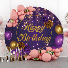 Lila Golden Ballon Rose Geburtstag Kreis Hintergrund