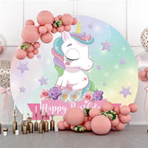 Lila Pentagramm Einhorn Glücklich Geburtstag Runden Hintergrund